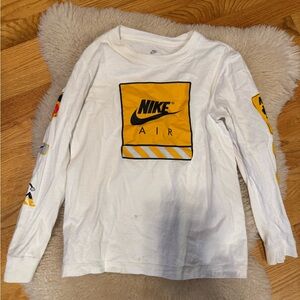 Nike Kids Long Sleeve Tee in White and Yellow